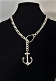 Anchor & Lariat silver tone Necklace and Earring Set